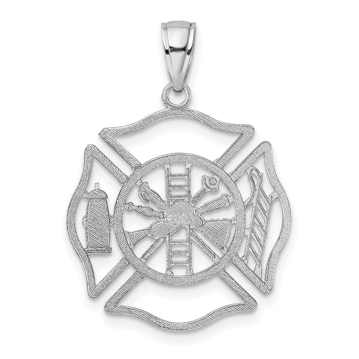 Million Charms 14K White Gold Themed Fireman Shield Charm