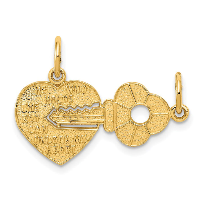 Million Charms 14K Yellow Gold Themed Heart & Key Break Apart Charm