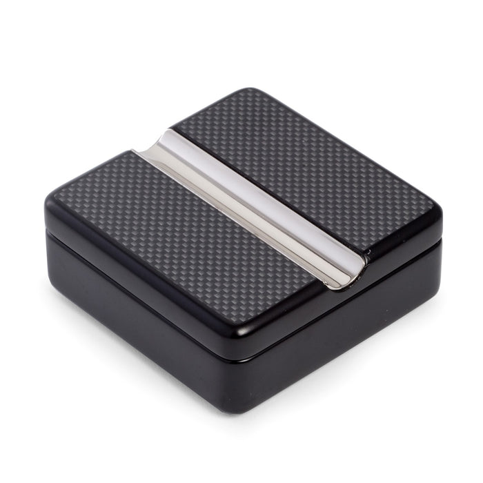 Occasion Gallery BLACK/ GRAY Color Pivot Design "Carbon Fiber" Single Cigar Ashtray.  4 L x 4 W x 1.75 H in.