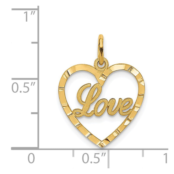 Million Charms 14K Yellow Gold Themed Love Heart Pendant