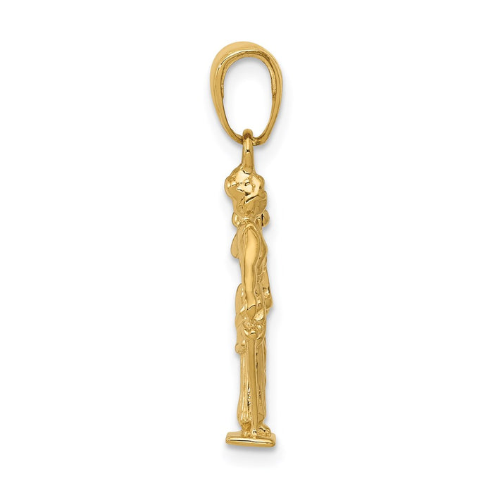 Million Charms 14K Yellow Gold Themed 3-D Lady Of Justice With Moveable Scales Pendant