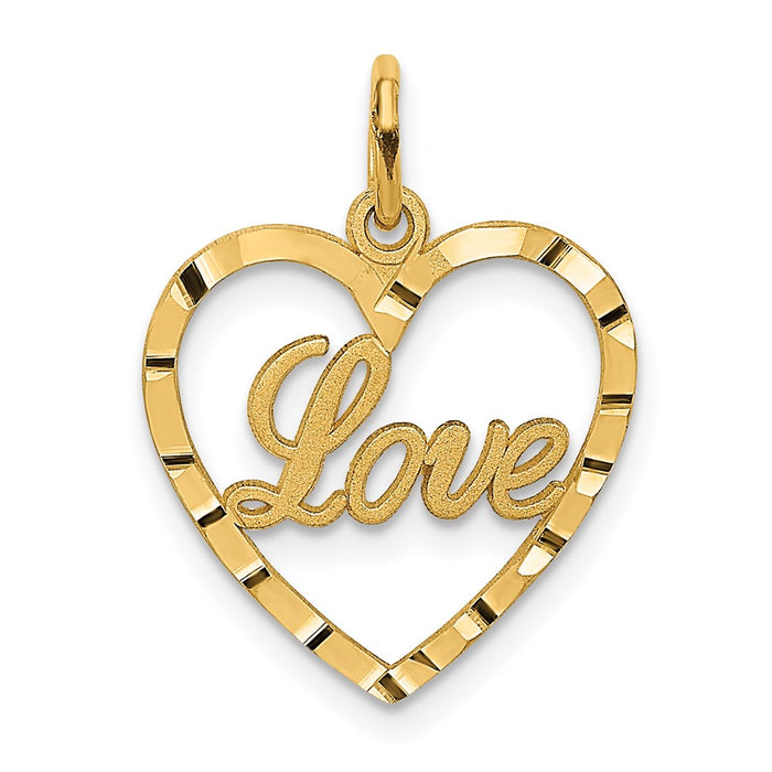 Million Charms 14K Yellow Gold Themed Love Heart Pendant