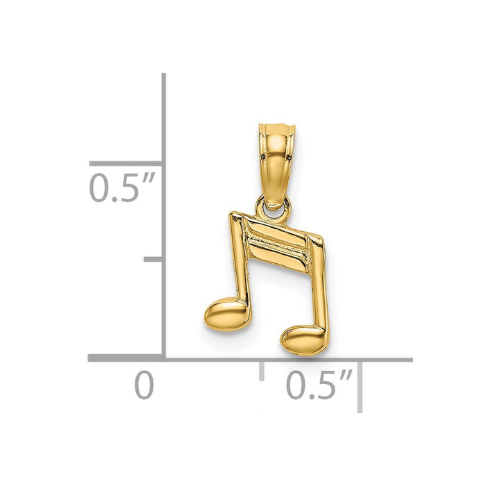 Million Charms 14K Yellow Gold Themed Double Notes Charm