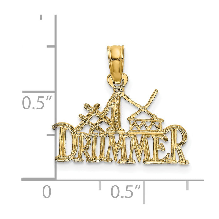 Million Charms 14K Yellow Gold Themed #1 Drummer Charm