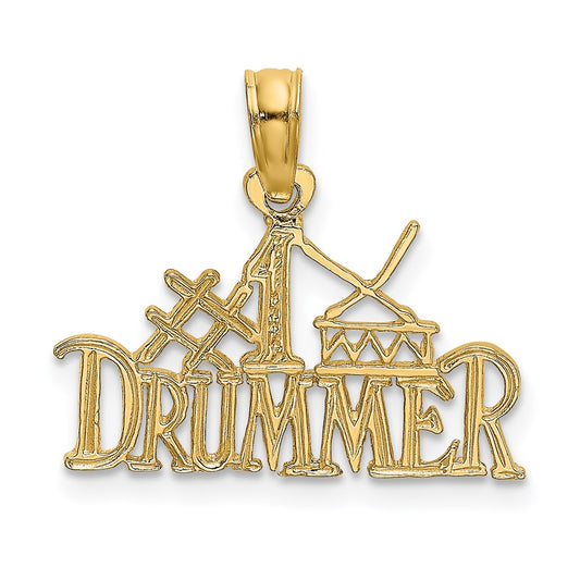 Million Charms 14K Yellow Gold Themed #1 Drummer Charm