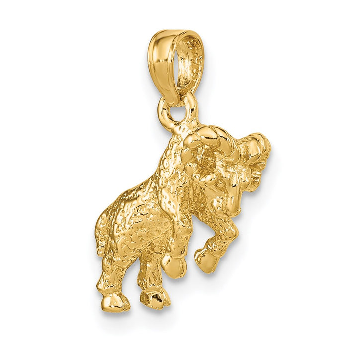 Million Charms 14K Yellow Gold Themed 3-D Aries Zodiac Charm