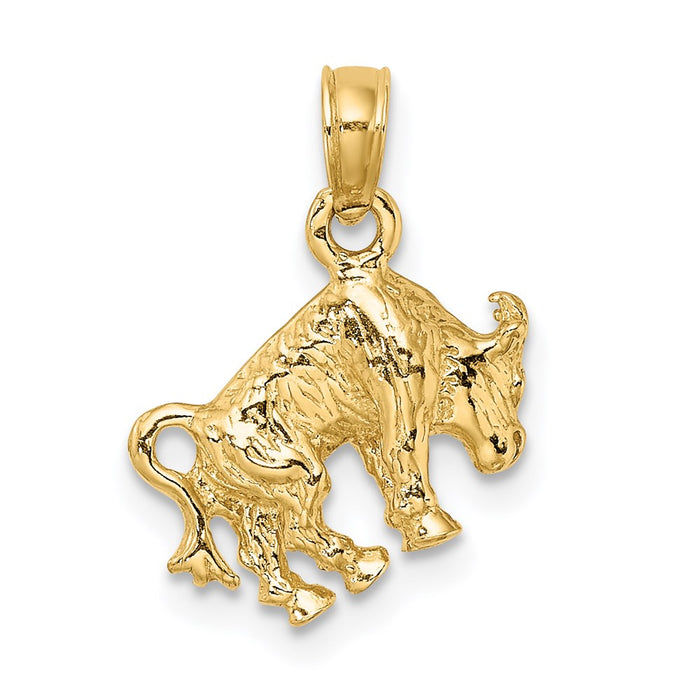 Million Charms 14K Yellow Gold Themed 3-D Taurus Zodiac Charm