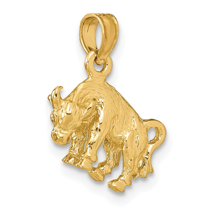 Million Charms 14K Yellow Gold Themed 3-D Taurus Zodiac Charm