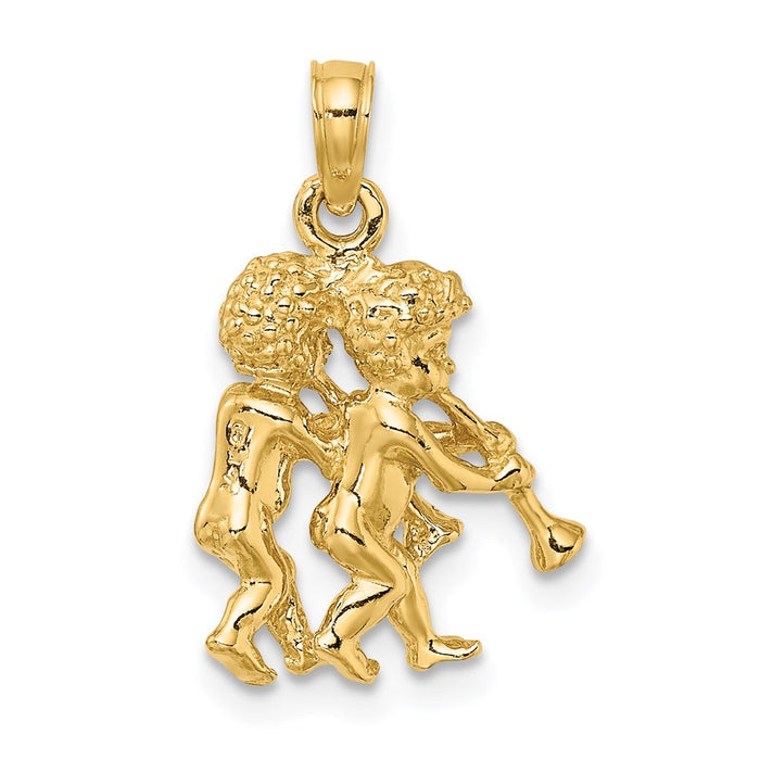 Million Charms 14K Yellow Gold Themed 3-D Gemini Zodiac Charm