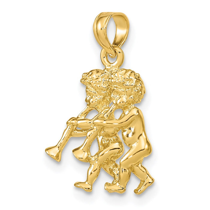 Million Charms 14K Yellow Gold Themed 3-D Gemini Zodiac Charm