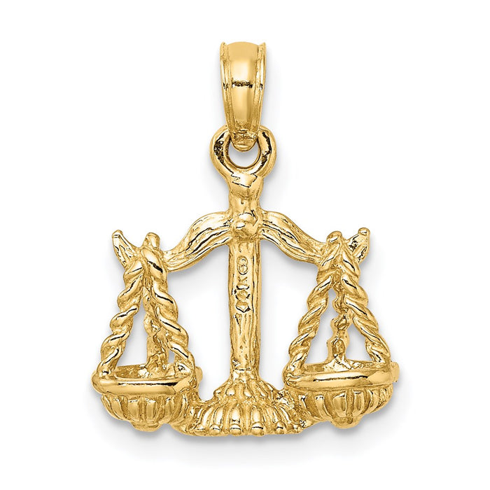 Million Charms 14K Yellow Gold Themed 3-D Libra Zodiac Charm