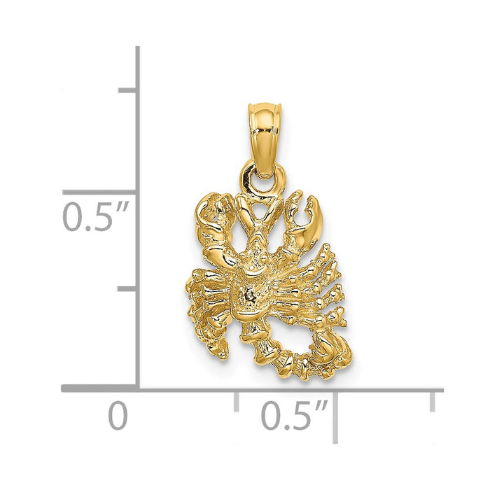 Million Charms 14K Yellow Gold Themed 3-D Scorpio Zodiac Charm