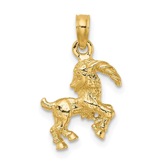 Million Charms 14K Yellow Gold Themed 3-D Capricorn Zodiac Charm