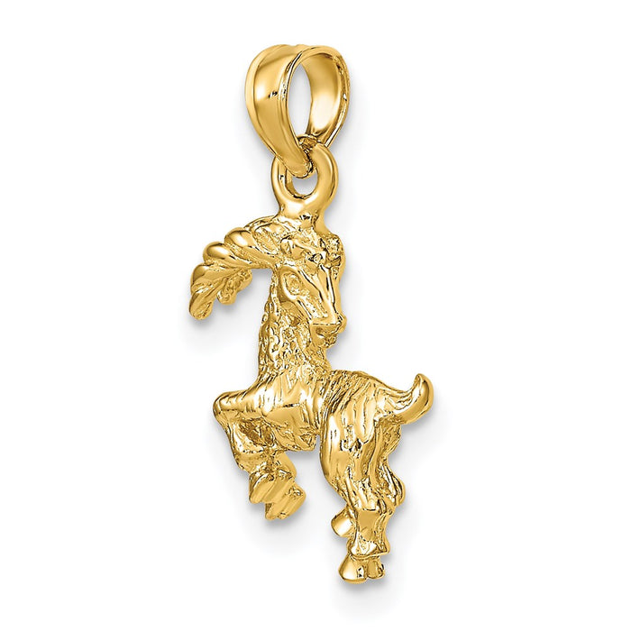Million Charms 14K Yellow Gold Themed 3-D Capricorn Zodiac Charm