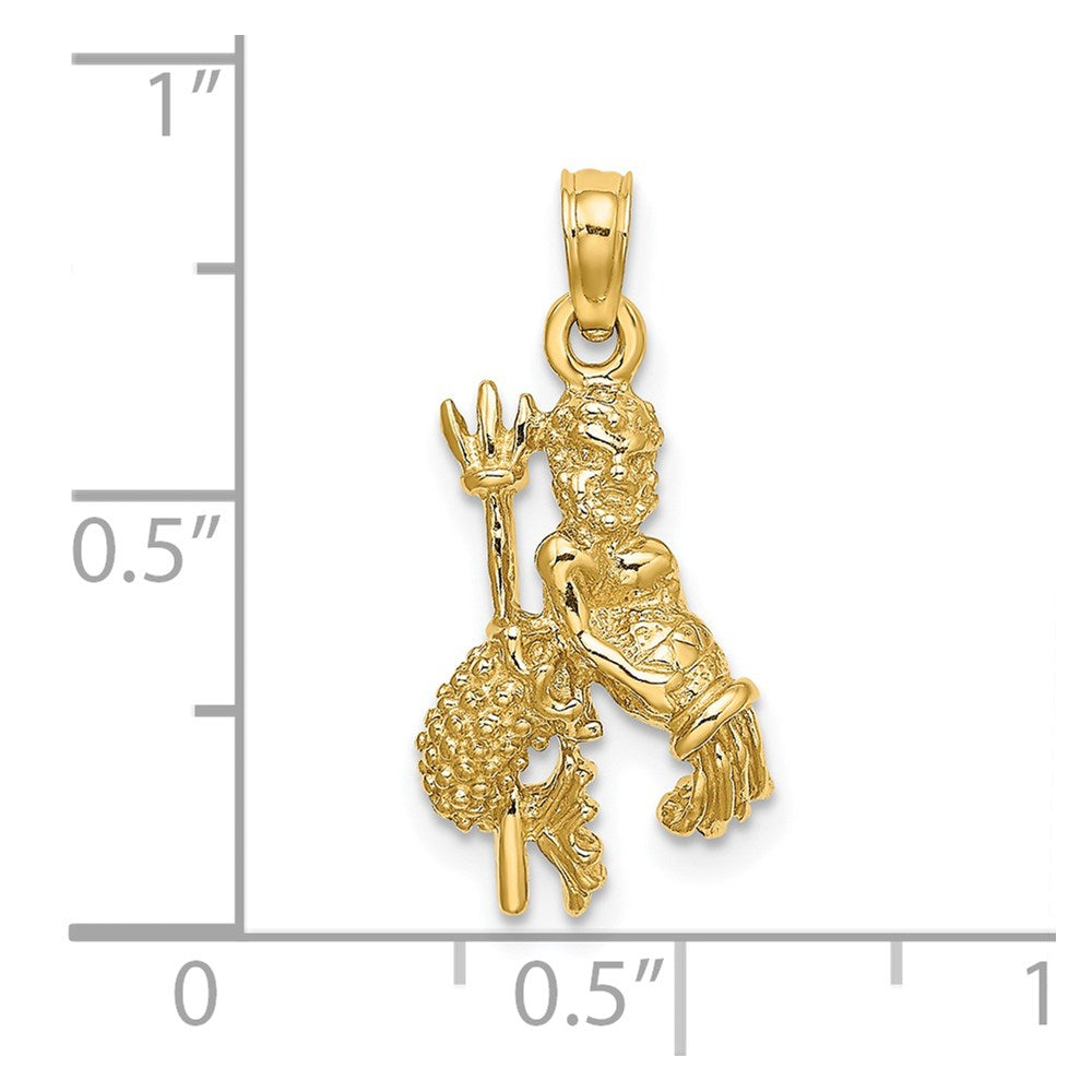 Million Charms 14K Yellow Gold Themed 3-D Aquarius Zodiac Charm