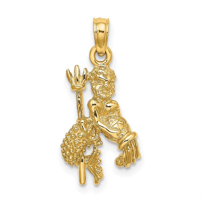 Million Charms 14K Yellow Gold Themed 3-D Aquarius Zodiac Charm