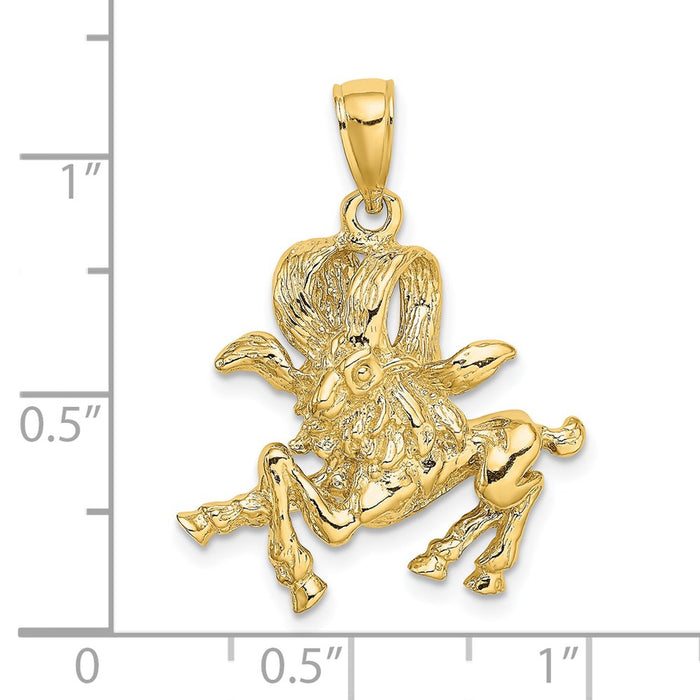 Million Charms 14K Yellow Gold Themed Large Aries Zodiac Charm