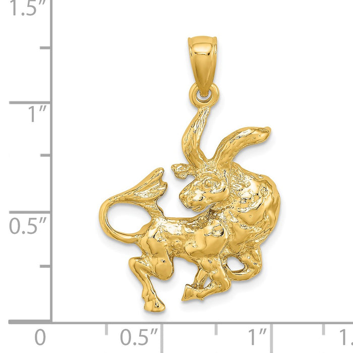 Million Charms 14K Yellow Gold Themed Large Taurus Zodiac Charm
