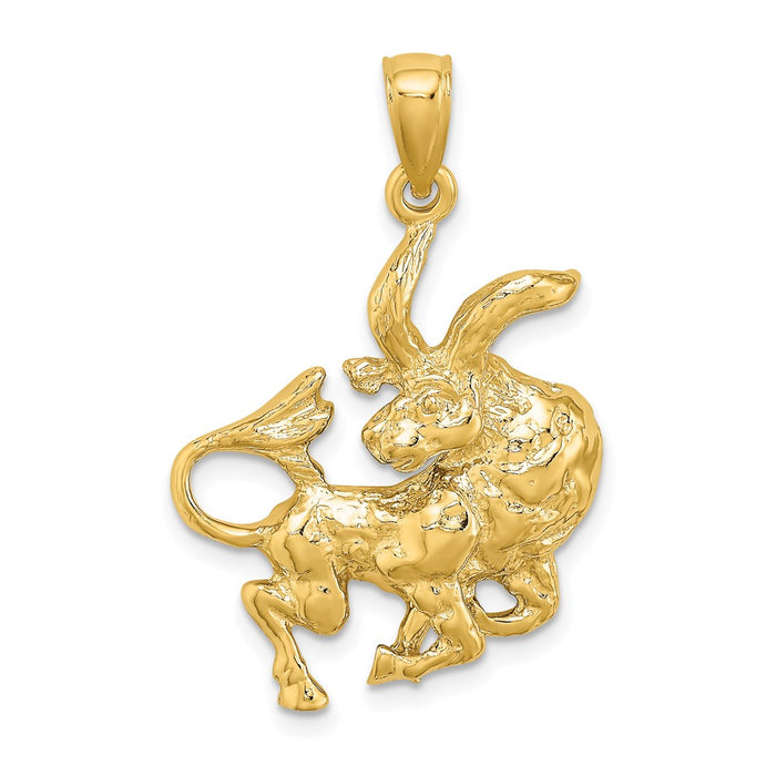 Million Charms 14K Yellow Gold Themed Large Taurus Zodiac Charm