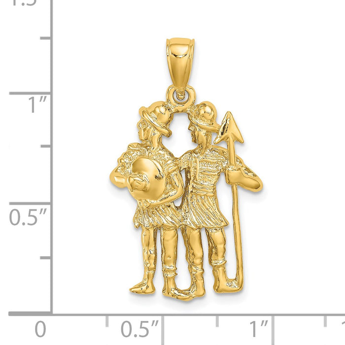 Million Charms 14K Yellow Gold Themed Large Gemini Zodiac Charm