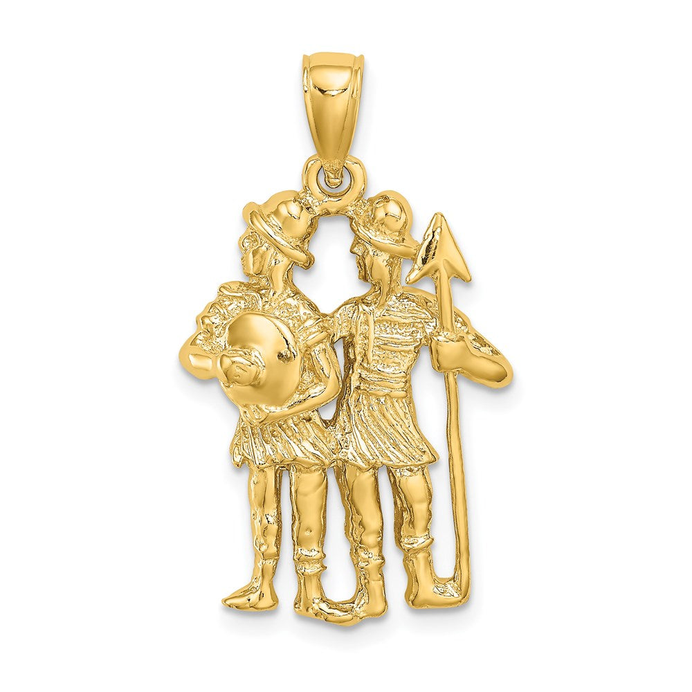 Million Charms 14K Yellow Gold Themed Large Gemini Zodiac Charm