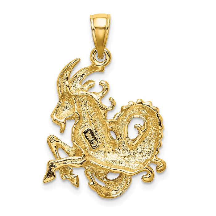 Million Charms 14K Yellow Gold Themed Large Capricorn Zodiac Charm