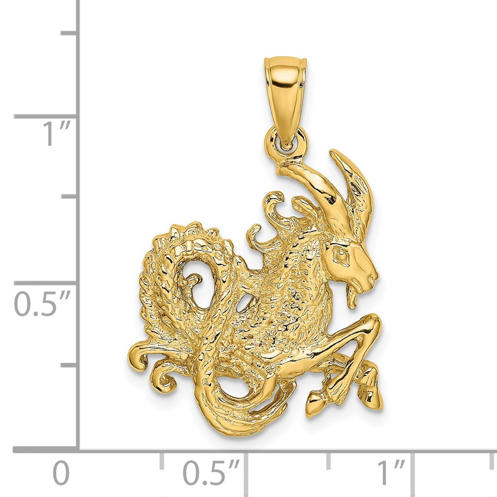 Million Charms 14K Yellow Gold Themed Large Capricorn Zodiac Charm