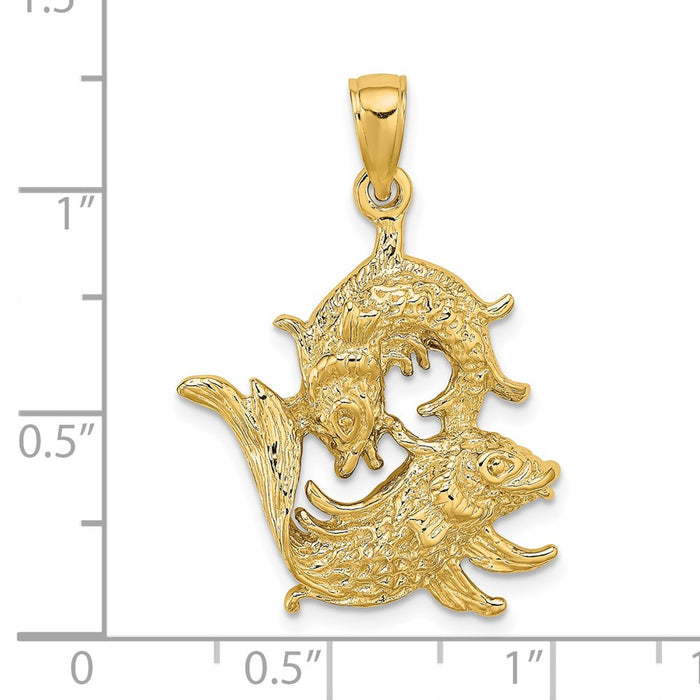 Million Charms 14K Yellow Gold Themed Large Pisces Zodiac Charm