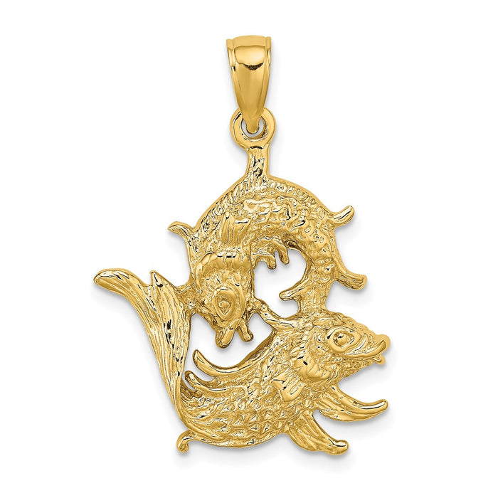 Million Charms 14K Yellow Gold Themed Large Pisces Zodiac Charm