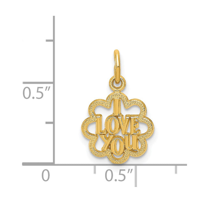 Million Charms 14K Yellow Gold Themed I Love You Charm