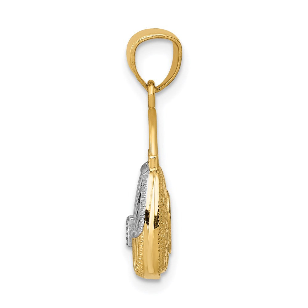 Million Charms 14K Yellow Gold Themed & Rhodium-plated Reversible Heart Handbag Pendant