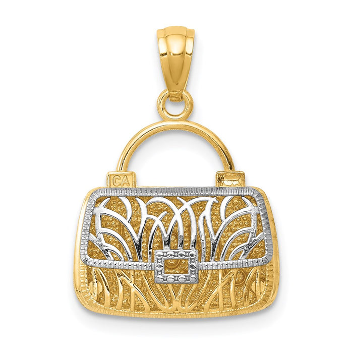 Million Charms 14K Yellow Gold Themed & Rhodium-plated Reversible Mom Handbag Pendant