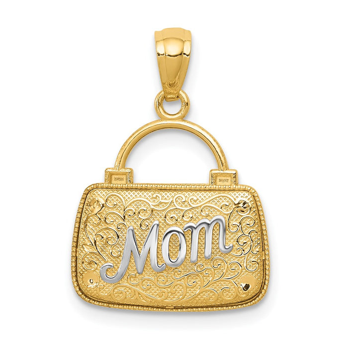 Million Charms 14K Yellow Gold Themed & Rhodium-plated Reversible Mom Handbag Pendant