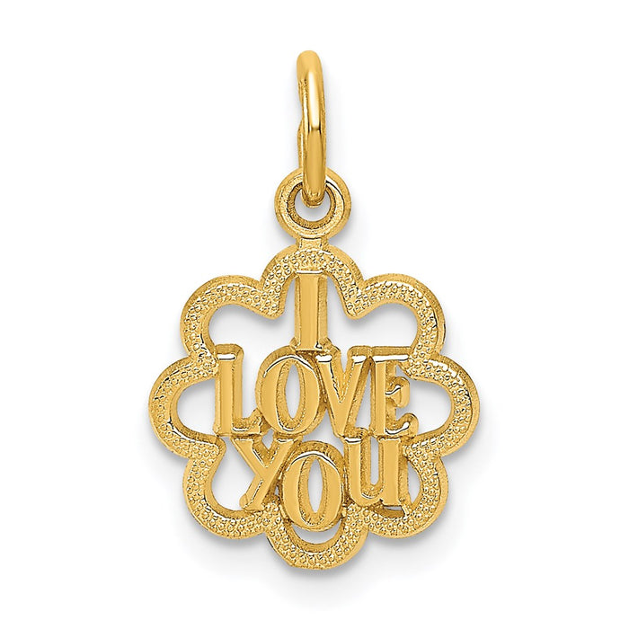 Million Charms 14K Yellow Gold Themed I Love You Charm