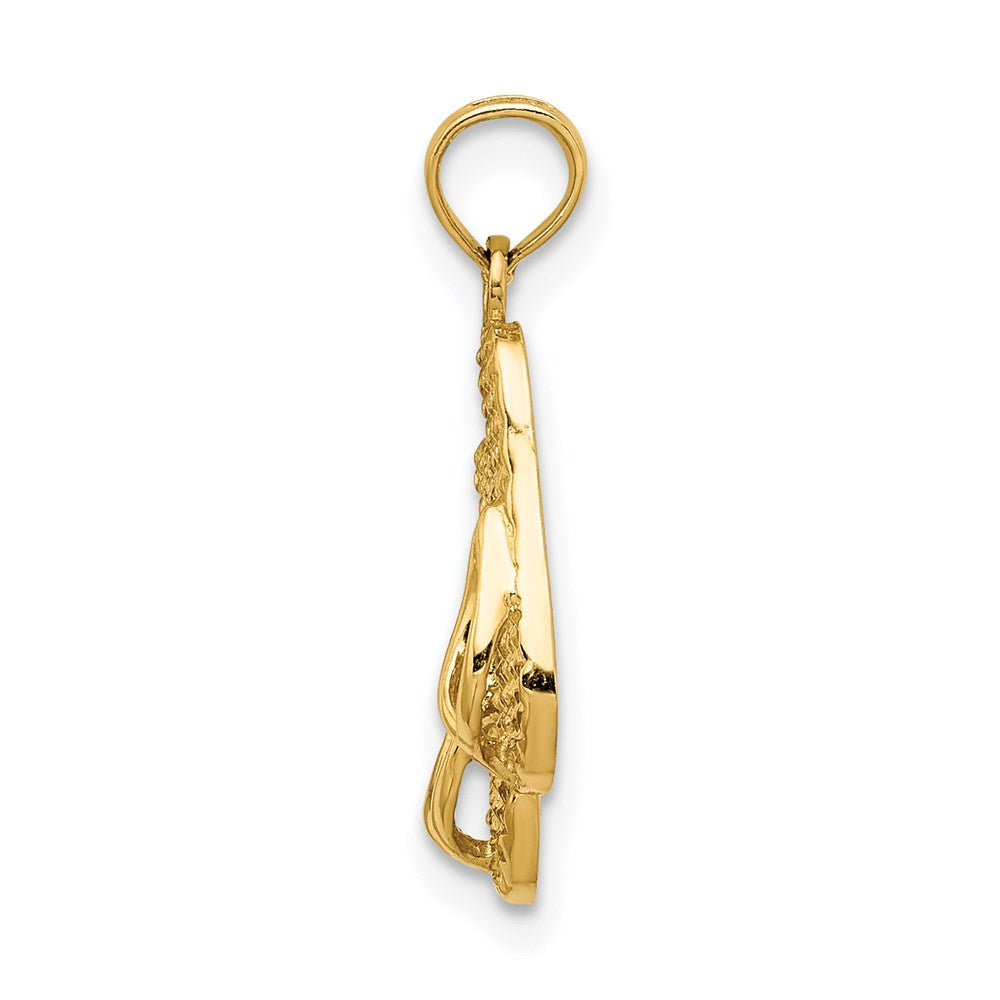 Million Charms 14K Yellow Gold Themed 3-D Cape Cod Double Flip-Flop Charm