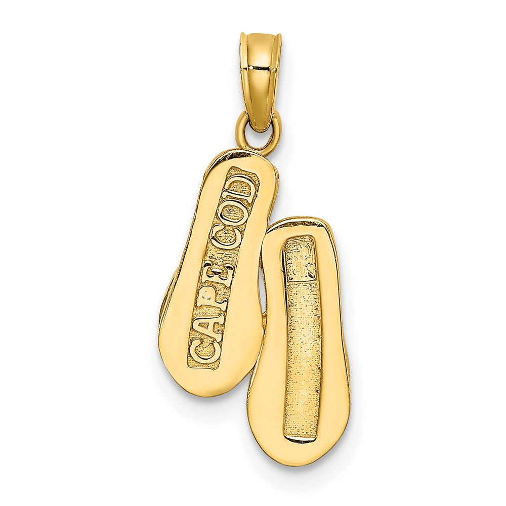 Million Charms 14K Yellow Gold Themed 3-D Cape Cod Double Flip-Flop Charm