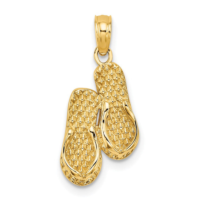 Million Charms 14K Yellow Gold Themed 3-D Cape Cod Double Flip-Flop Charm