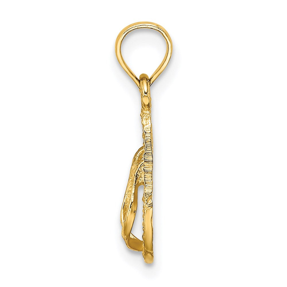 Million Charms 14K Yellow Gold Themed 3-D Captiva Flip-Flop Charm