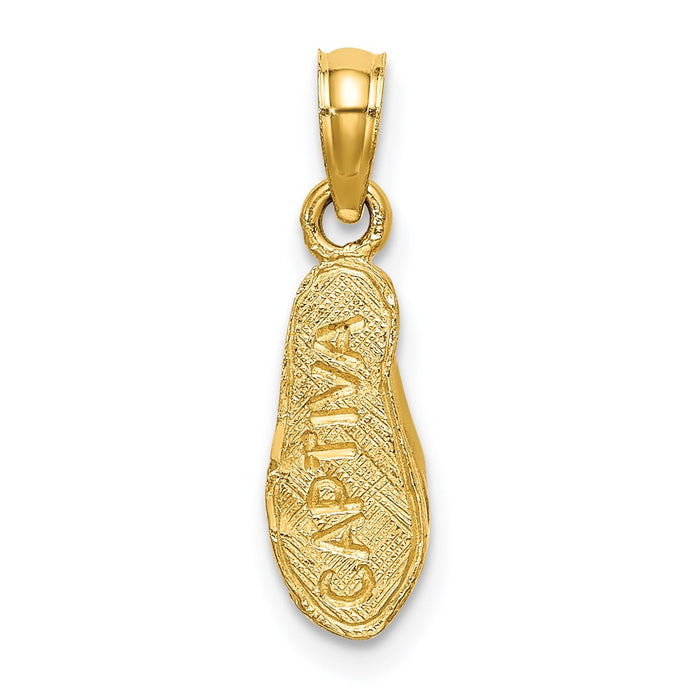 Million Charms 14K Yellow Gold Themed 3-D Captiva Flip-Flop Charm