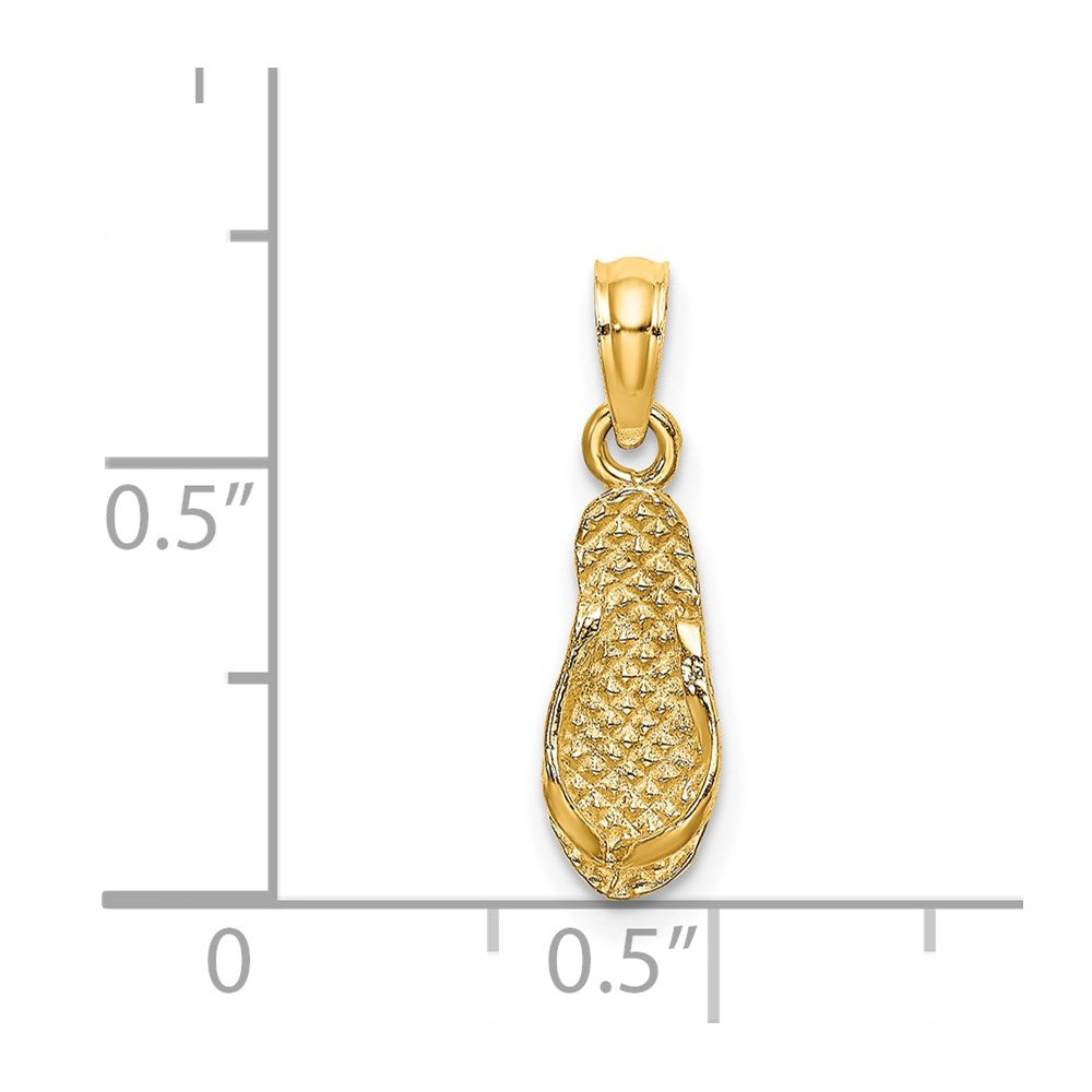 Million Charms 14K Yellow Gold Themed 3-D Captiva Flip-Flop Charm