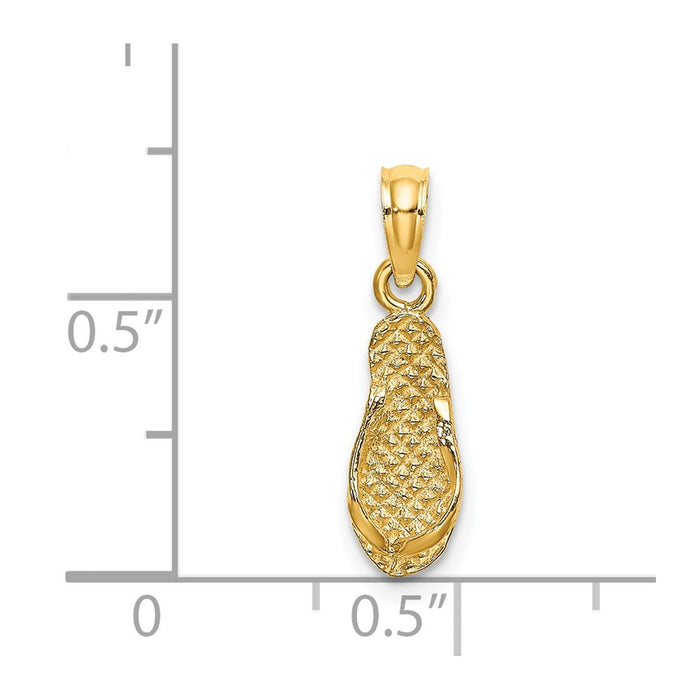 Million Charms 14K Yellow Gold Themed 3-D Captiva Flip-Flop Charm