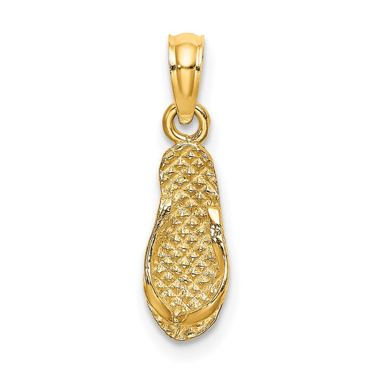Million Charms 14K Yellow Gold Themed 3-D Captiva Flip-Flop Charm
