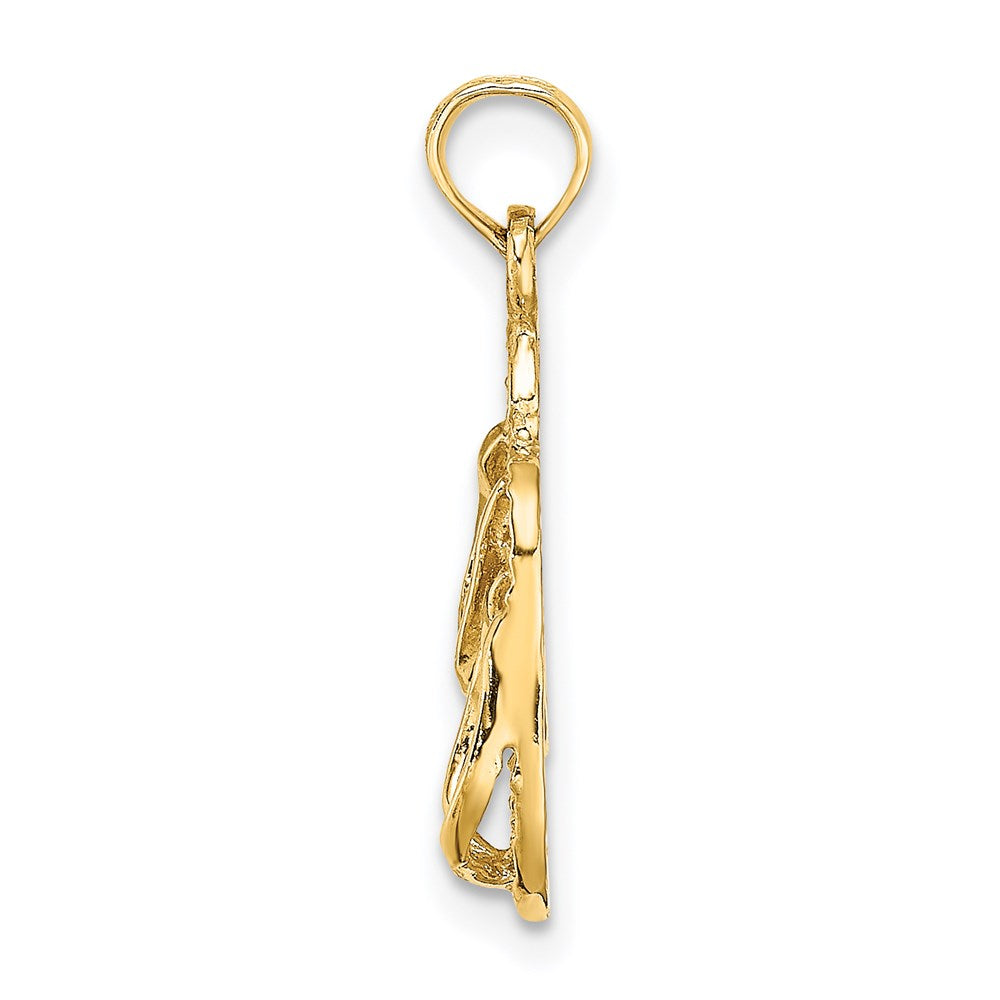 Million Charms 14K Yellow Gold Themed 3-D Destin Florida Double Flip-Flop Charm