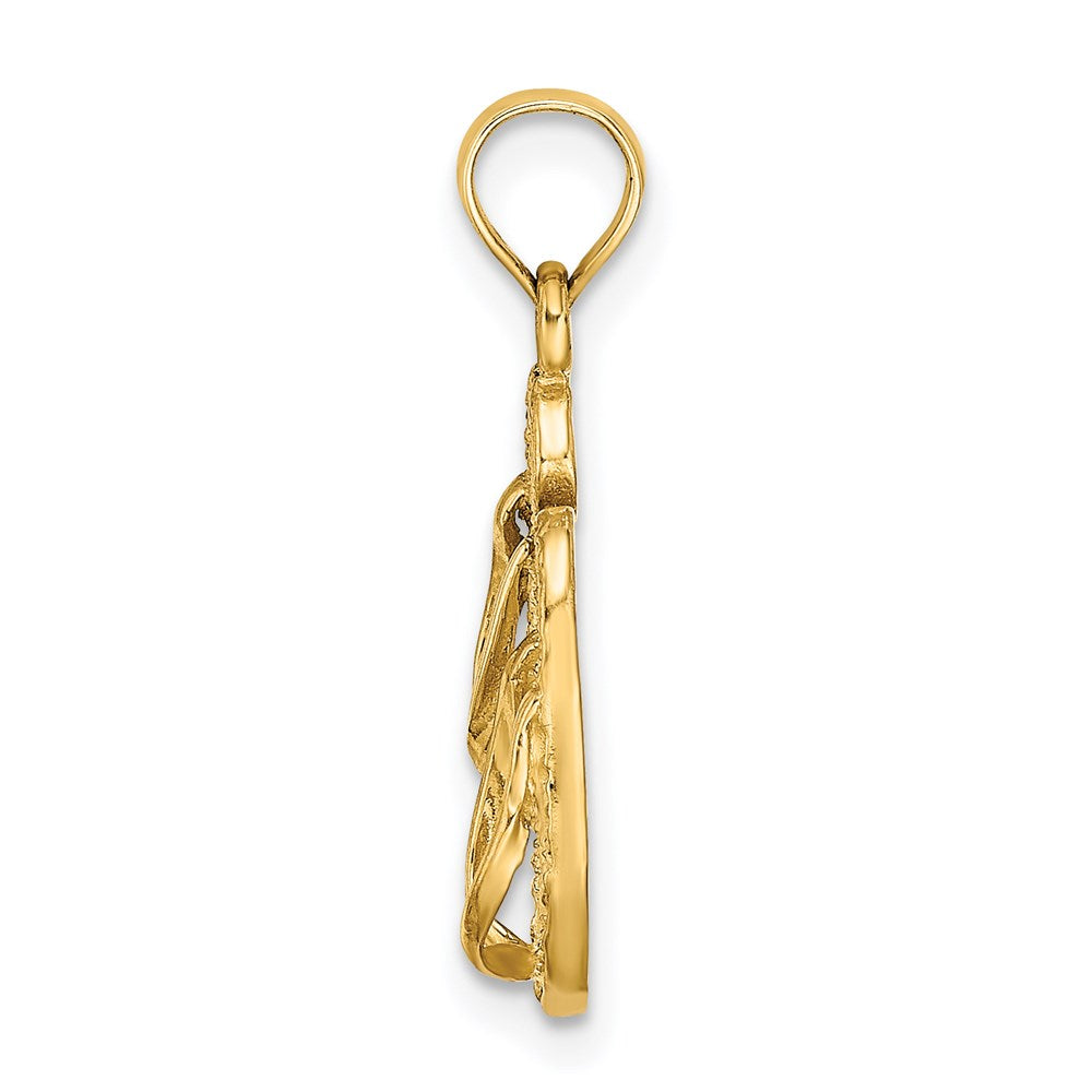 Million Charms 14K Yellow Gold Themed 3-D Fort Myers Double Flip-Flop Charm