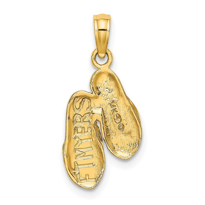 Million Charms 14K Yellow Gold Themed 3-D Fort Myers Double Flip-Flop Charm