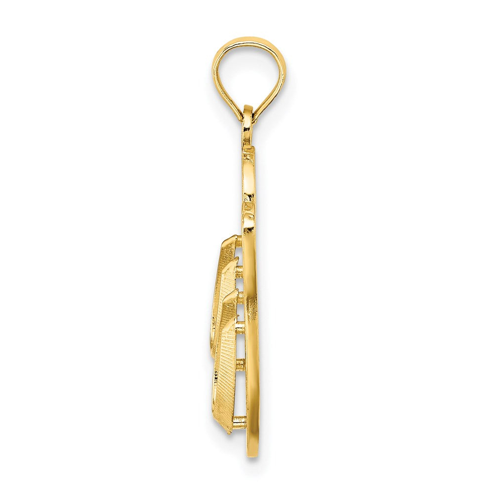 Million Charms 14K Yellow Gold Themed 3-D Hawaii Aloha Double Flip-Flop Charm