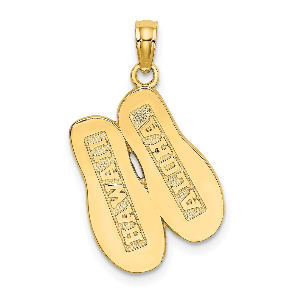 Million Charms 14K Yellow Gold Themed 3-D Hawaii Aloha Double Flip-Flop Charm