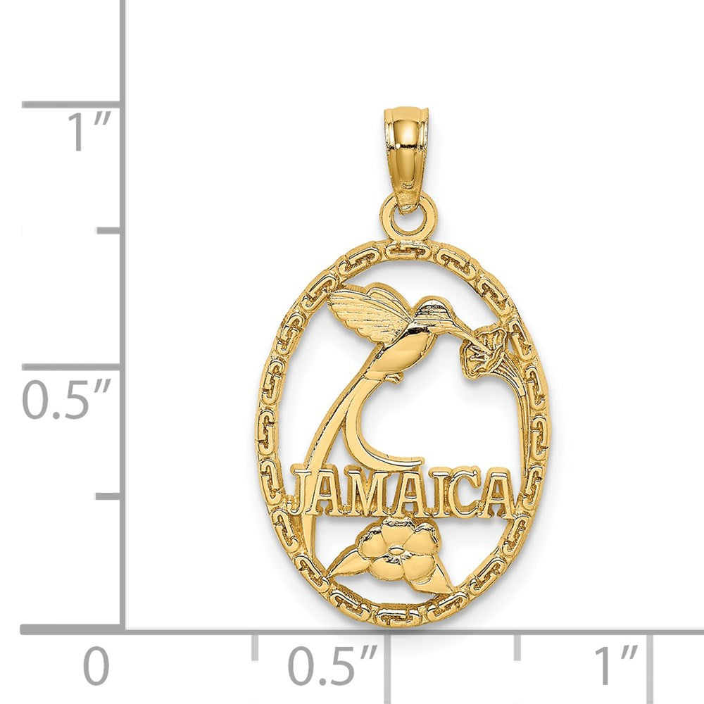 Million Charms 14K Yellow Gold Themed Jamaica With Bird & Flowers Charm