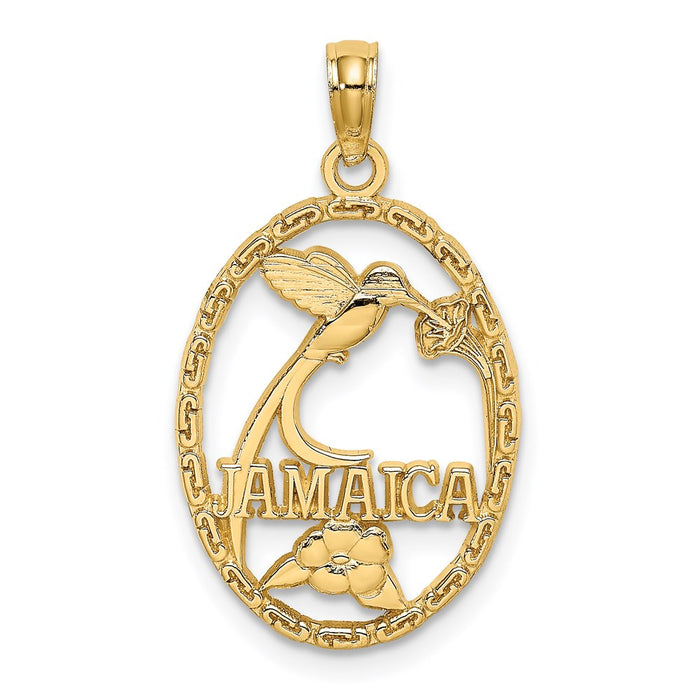 Million Charms 14K Yellow Gold Themed Jamaica With Bird & Flowers Charm
