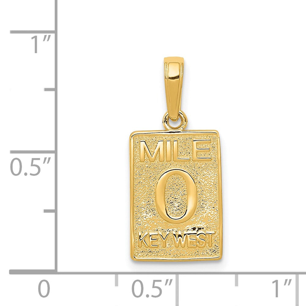 Million Charms 14K Yellow Gold Themed Mile 0 Key West Mile Marker Pendant